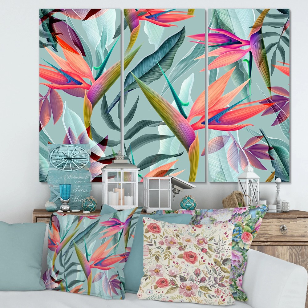 Designart ' VIntage Tropical Flowers V ' Traditional Canvas Wall Art Print - Image 2