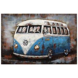 Empire Art Direct "Blue Bus" Primo Mixed Media Hand Painted 3D Iron Wall Sculpture