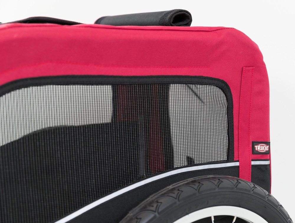 TRIXIE Foldable 2-in-1 Bicycle Trailer for Small Dogs with Windows & Large Door, Black & Red - Image 4