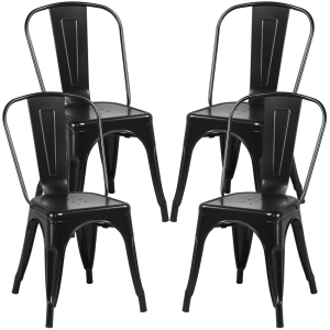 Alden Design Dining Chair,Set of 4,Black