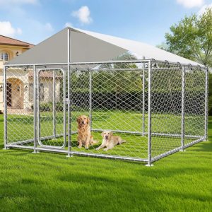 TIME RAY 7.57.5 Outdoor Dog Kennel Outside Heavy Duty Dog Enclosure with Waterproof UV-Resistant Cover and Security Lock