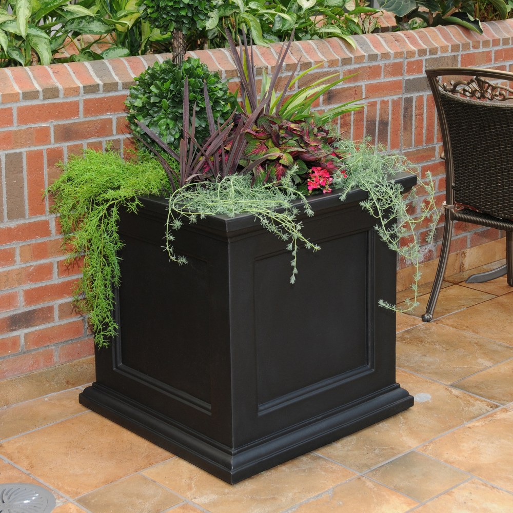 Mayne Fairfield 28" x 28" x 28" Square Black Plastic Planter - Image 8