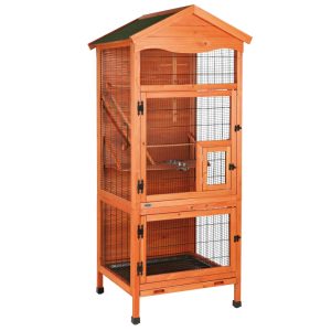 TRIXIE Large 70" Indoor-Outdoor Wooden Birdcage with 3 Front Doors & 2 Perches,  Brown