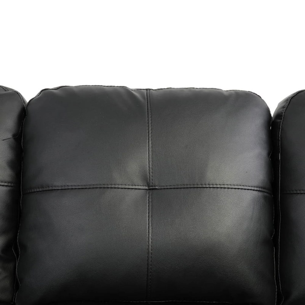 Hommoo Semi PU Leather Sectional Sofa, L Shaped Couch, Sectional Sofa Set for Small Space Living Room, Black(Without Ottoman) - Image 3