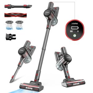 YOMA S18 Cordless Vacuum Cleaner,6 in 1 Lightweight Stick Vacuum with Detachable Battery,26Kpa Powerful Suction Vacuum Cleaner for Home Carpet Hardfloor Pet Hair