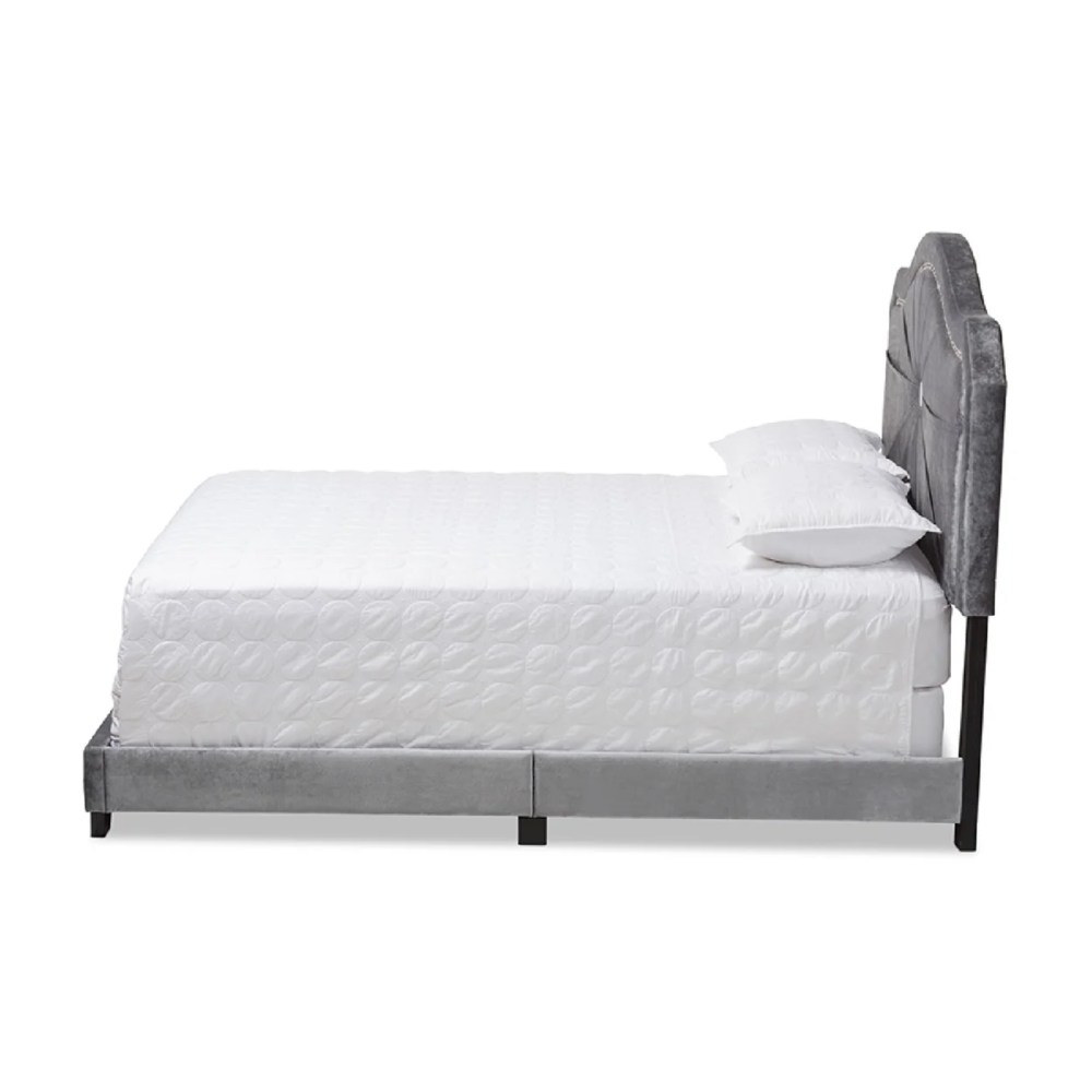 Baxton Studio Embla Modern and Contemporary Grey Velvet Fabric Upholstered Queen Size Bed - Image 5