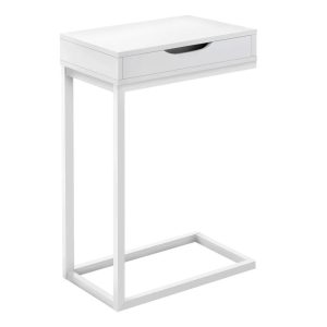 Accent Table C-shaped End Side Snack Living Room Bedroom Metal White