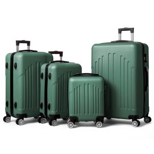 Zimtown 4 Piece Luggage Set,ABS Hard Shell Suitcase Luggage Sets Double Wheels with TSA Lock,Vintage Green