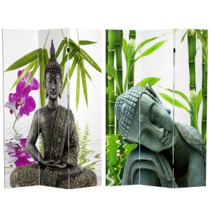 Oriental Furniture 6 ft. Tall Serenity Buddha Room Divider - 3 Panel