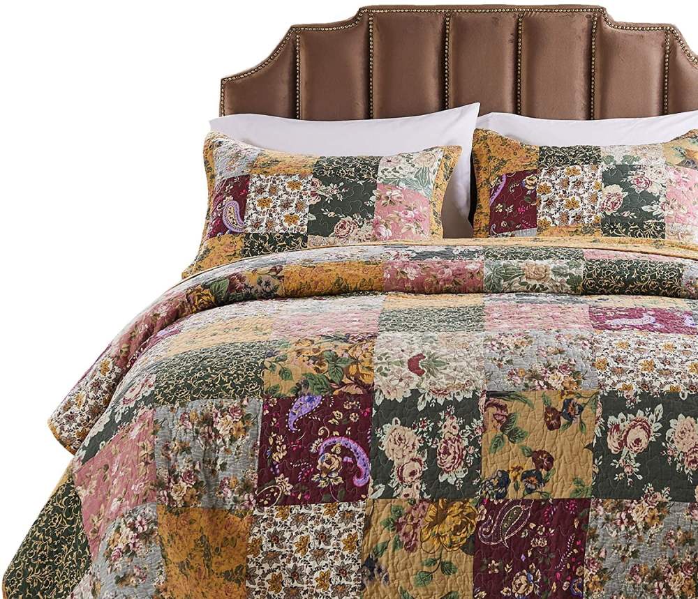 Greenland Home Fashions Antique Chic 100 Cotton Authentic Patchwork Bedspread Set, 3-Piece King/Cal King - Image 2