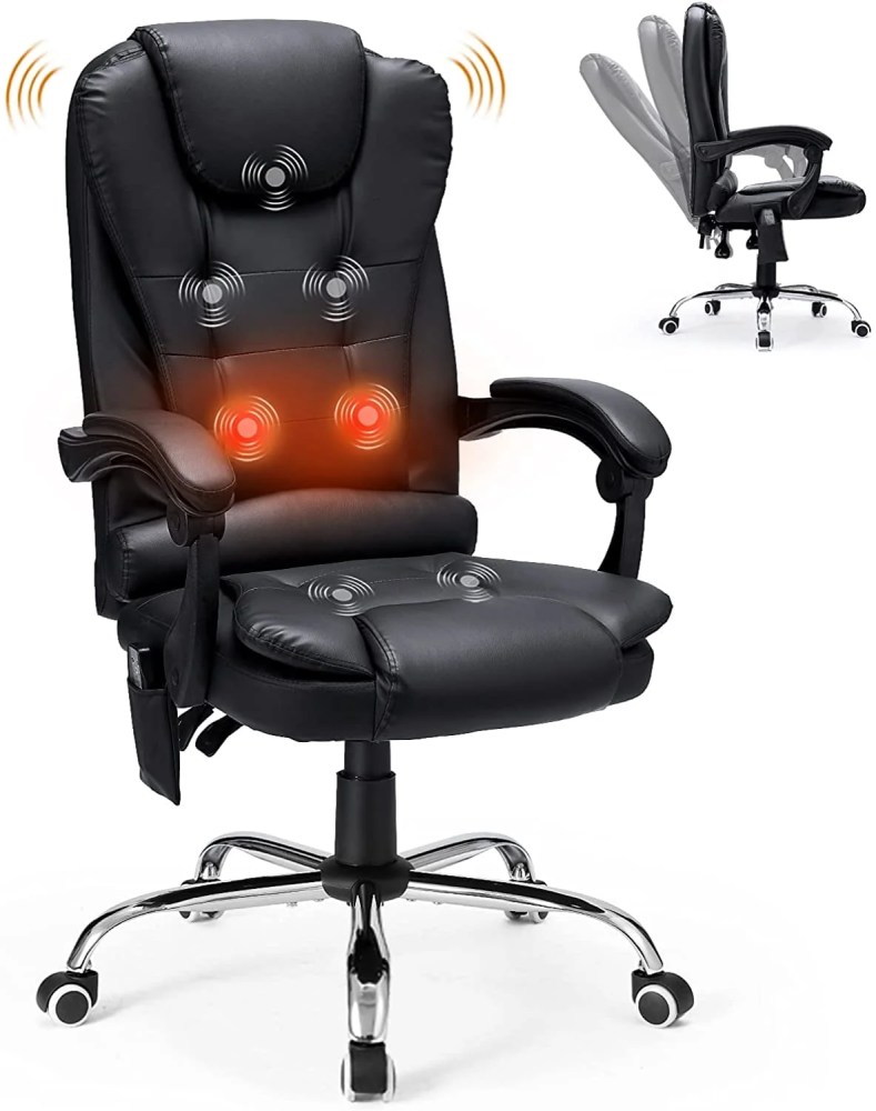 YODOLLA High Back Faux Leather Massage Office Chair Adjustable Heated Executive Computer Chair,Black