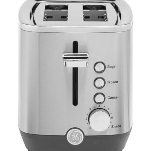 GE 2-Slice Toaster with Extra Wide Slots and Removeable Crumb Tray, Stainless Steel