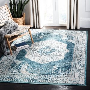 SAFAVIEH Crystal Beckett Oriental Area Rug, Beige/Dark Teal, 4" x 6"