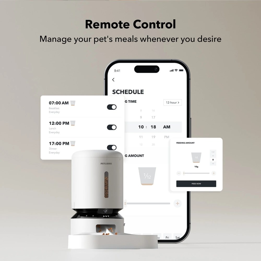 Petlibro Automatic Cat Feeder with Camera for2 Cats, 5G WiFi Pet Food Dispenser with APP Control, 2-Way Audio for Cat & Dog, Low Food & Motion & Sound Alertsm, 1080P HD Video with Night Vision - Image 3