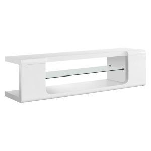 MONARCH - TV STAND - HIGH GLOSSY WHITE WITH TEMPERED GLASS - FOR TV'S UP TO 60"L
