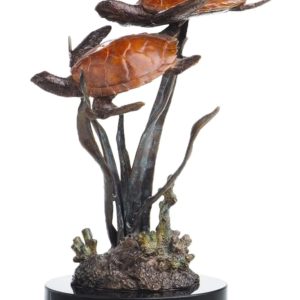 SPI Lagoon Encounter Double Sea Turtle Brass Statue