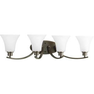 Progress Lighting Joy Collection 4-Light Bath Fixture,  Antique Bronze,  Etched Glass Shade