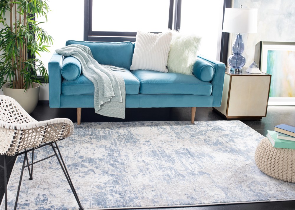 SAFAVIEH Amelia Alastar Abstract Distressed Area Rug, Gray/Blue, 5'3" x 7'6" - Image 4