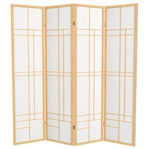 Red Lantern 6 ft. Tall Eudes Shoji Screen - Natural - 4 Panels