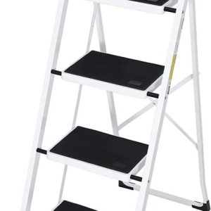 ZENSTYLE Folding 4-Step Ladder Anti-Slip Platform 330 lbs Capacity Portable Steel Frame