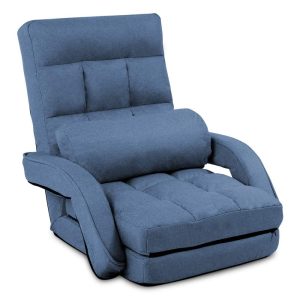 14-Position Adjustable Floor Chair,Chaise Lounge Indoor,Folding Lazy Sofa with Armrests and a Pillow Padded Adults Gaming Chairs for Living Room,Bedroom