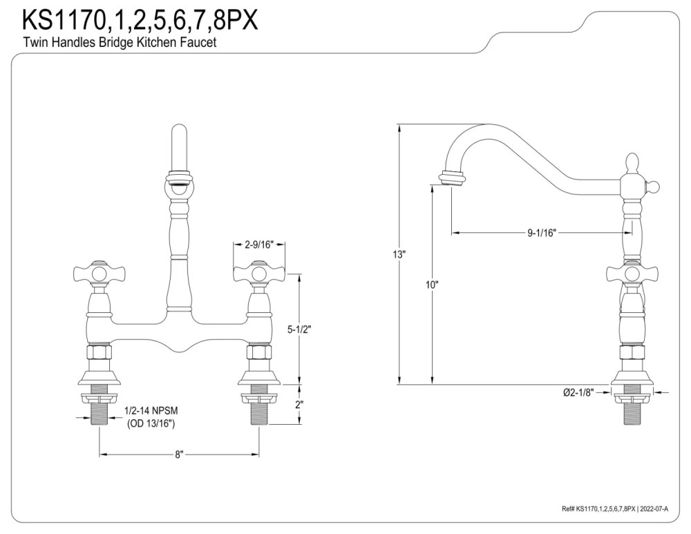 Kingston Brass KS1171PX Heritage Bridge Kitchen Faucet, Polished Chrome - Image 2