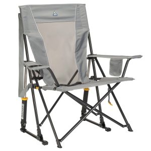 GCI Outdoor Comfort Pro Rocker Camping Chair with Mesh Backrest, Mercury Gray