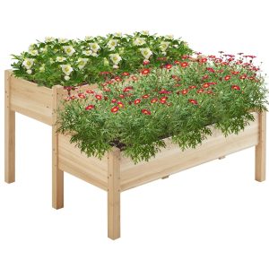 Alden design 2-tier Wooden Elevated Raised Garden Bed for Garden Yard Indoor Outdoor