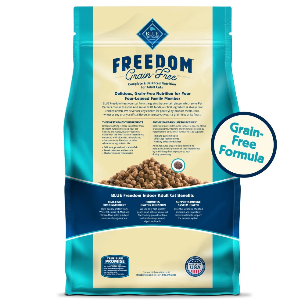 Blue Buffalo Freedom Natural Grain-Free Indoor Adult Dry Cat Food, Fish Recipe, 11-lb. Bag - Image 9