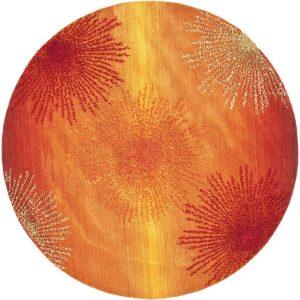 SAFAVIEH Soho Fiesta Geometric Area Rug, Rust/Multi, 6" x 6" Round