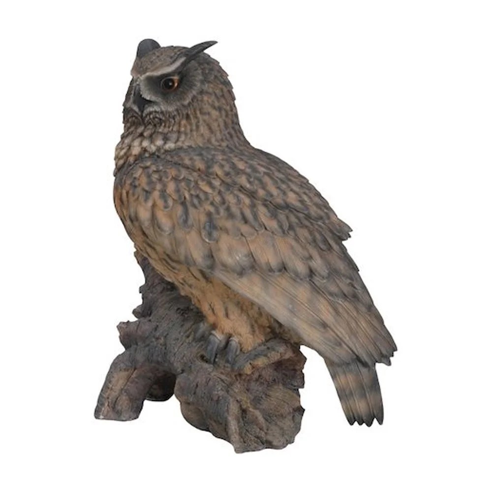 Hi-Line Gift Ltd. Eagle Owl on Stump Statue - Image 2