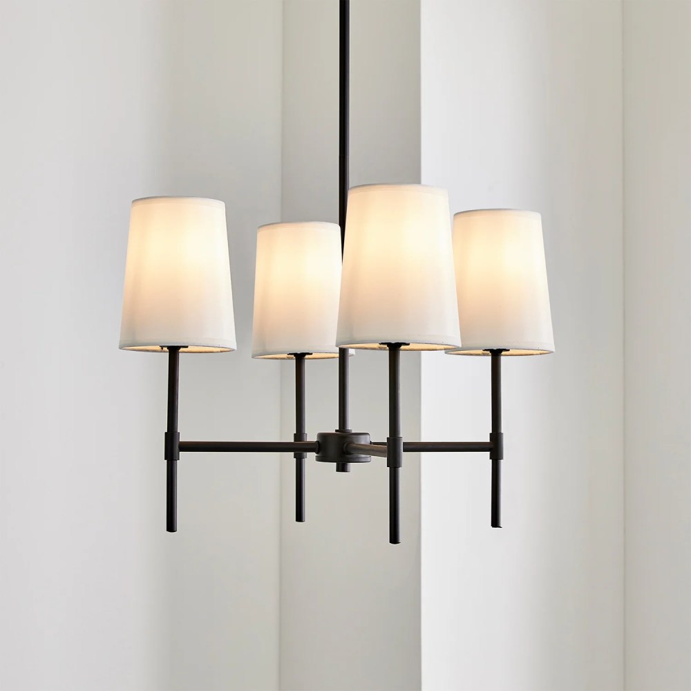 Better Homes & Gardens Meadowood 4-Light Chandelier, Matte Black Finish, White Fabric Shades, LED Bulbs Included - Image 10