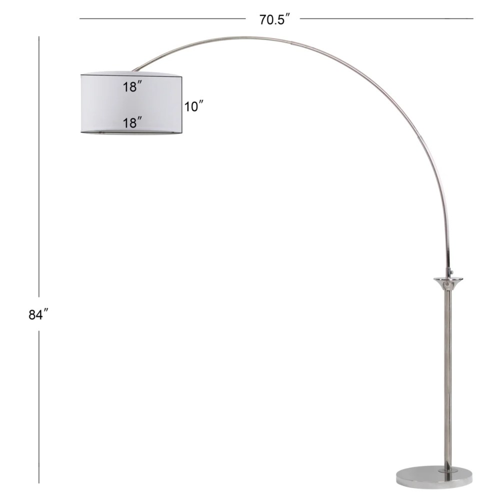 SAFAVIEH Mira 84 in. H Modern Glam Arc Floor Lamp, Shine Nickel - Image 5