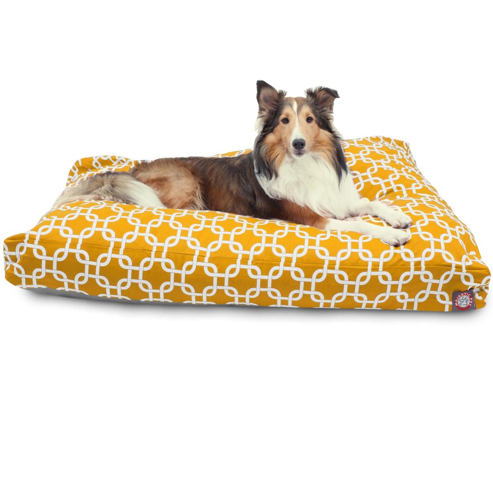 Majestic Pet Links Rectangle Pet Bed For Dogs, Removable Cover, Yellow, Large