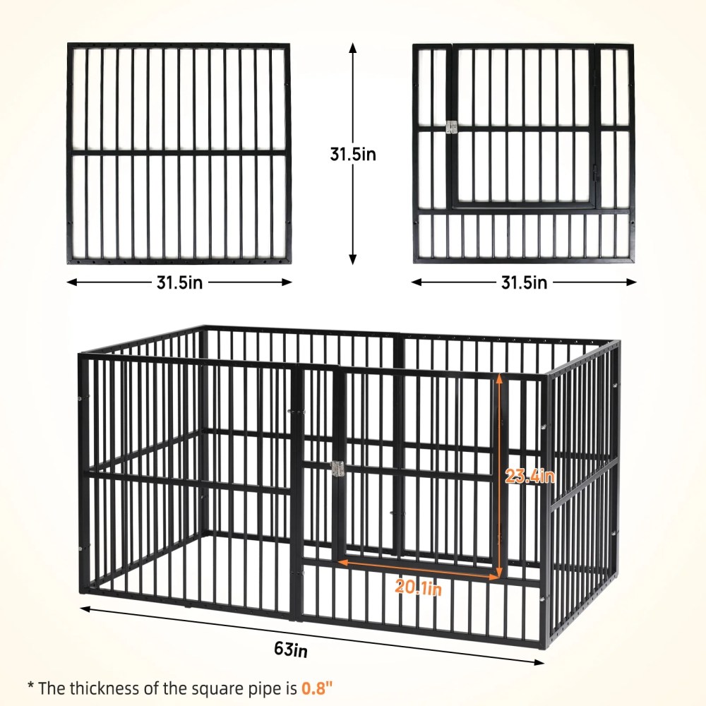 Dog Playpen Heavy Duty Dog Crate Kennel Dog Fence Pet Enclosure with Lockable Door, 6 Panel for Puppy Indoor Outdoor - Image 8