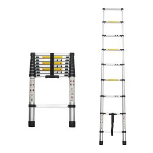 8.5FT Telescoping Ladder Heavy Duty 300 LBS - Aluminum Alloy Portable Folding Ladder with Anti-Slip Rungs for Indoor Outdoor Use