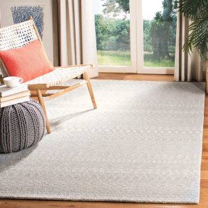 SAFAVIEH Micro-Loop Daithi Geometric Aztec Wool Area Rug, Aqua/Ivory, 5" x 8"