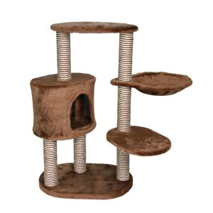 TRIXIE Moriles Plush & Sisal 3-Level 39" Cat Tree with Scratching Posts & Condo,  Brown