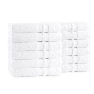 Arkwright Magellan 2754 Bath Towels (Pack of 12), Soft Ring Spun Cotton, White