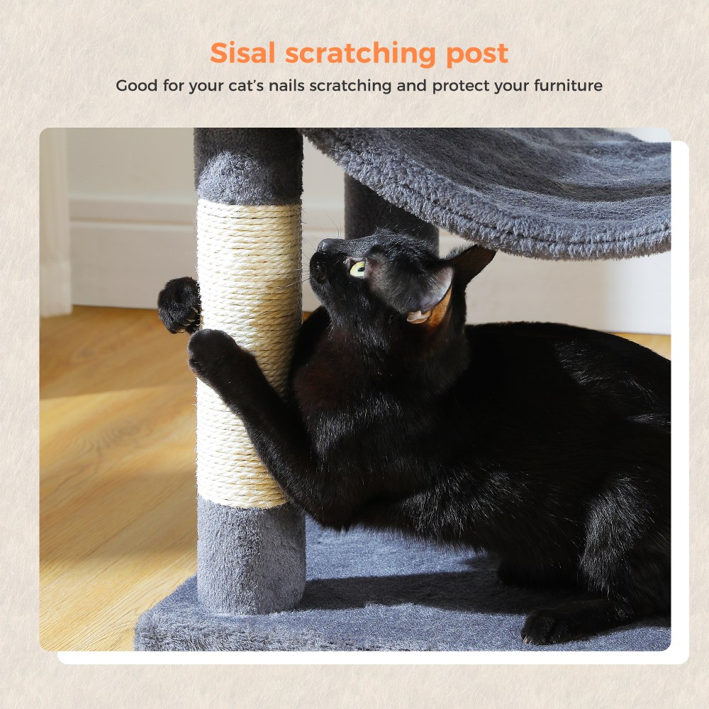 PAWZ Road 46.5" Large Cat Tree Multi-Level Cat Tower with Top Perchs&Big Condo Indoor Dark Gray - Image 3