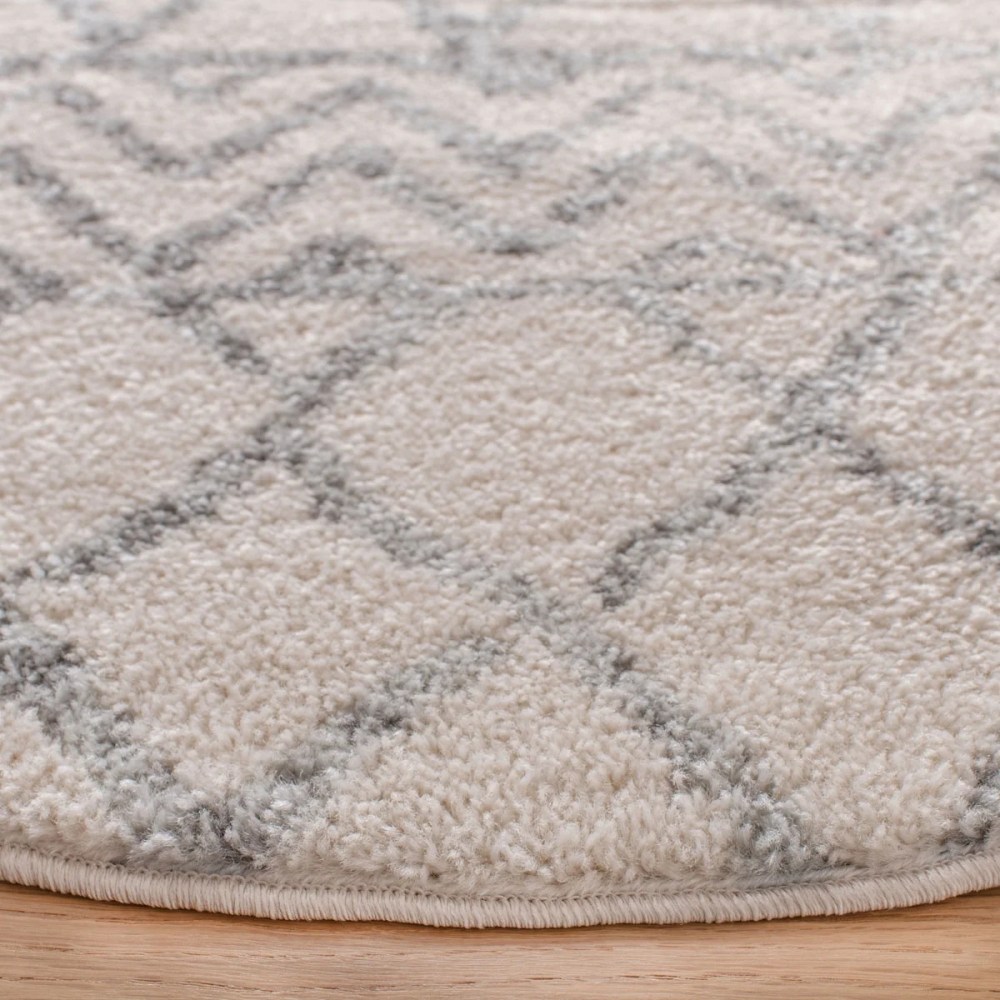 SAFAVIEH Tulum Glen Moroccan Geometric Area Rug, 10" x 10" Round, Ivory/Grey - Image 2