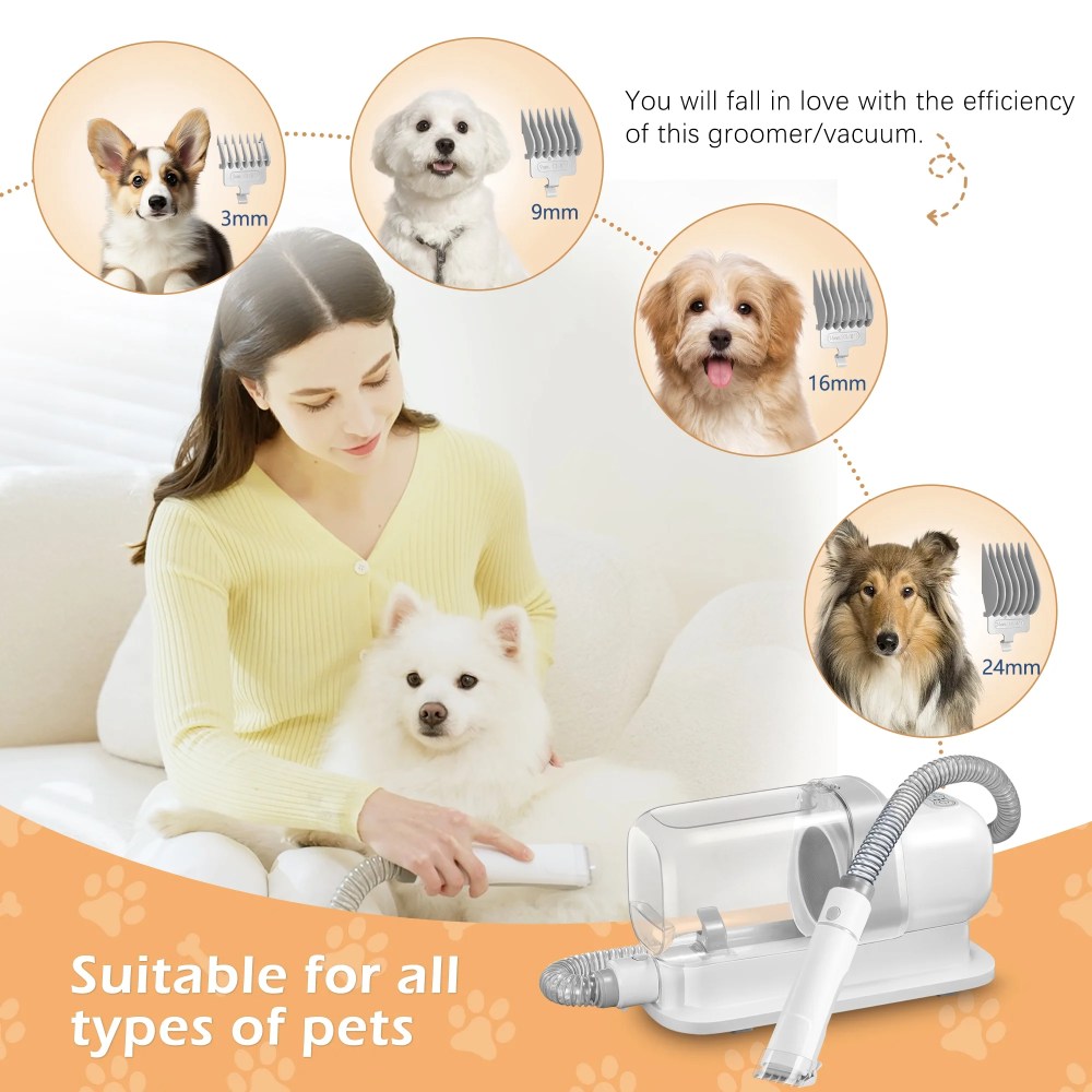 LMVVC Dog & Cat Grooming Clippers Kit, Adjustable Corded Electric with Accessories (9 Pack) - Image 2