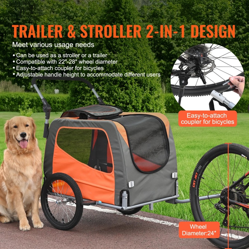 SKYSHALO Pet Bicycle Trailer & Stroller for Dogs and Cats, Multicolor - Image 2