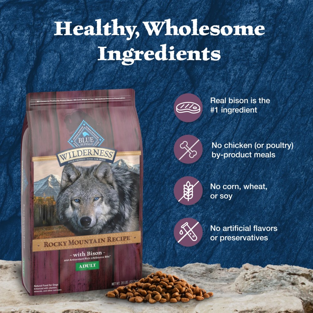 Blue Buffalo Wilderness Natural Dry Dog Food, High-Protein, Bison & Whole Grains, 28-lbs. - Image 6