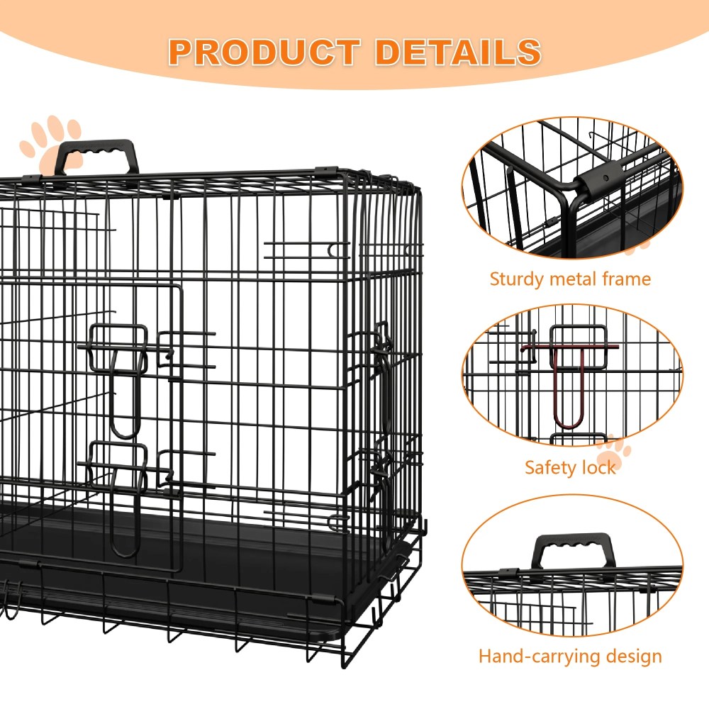 MAYEERTY 30-Inch Medium Dog Crate with Divider, Leak-Proof Tray, Double Door Metal Cage - Image 5