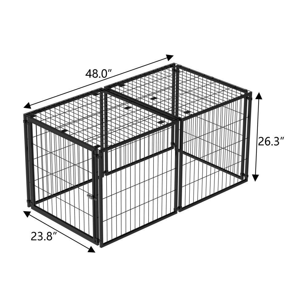 Large Dog Cage 48" Dog Kennel for Medium Dogs Puppy Dog Playpen with Top, Pet Cage, Indoor, Black.48"L x 26.3"W x 23.8"H. - Image 3