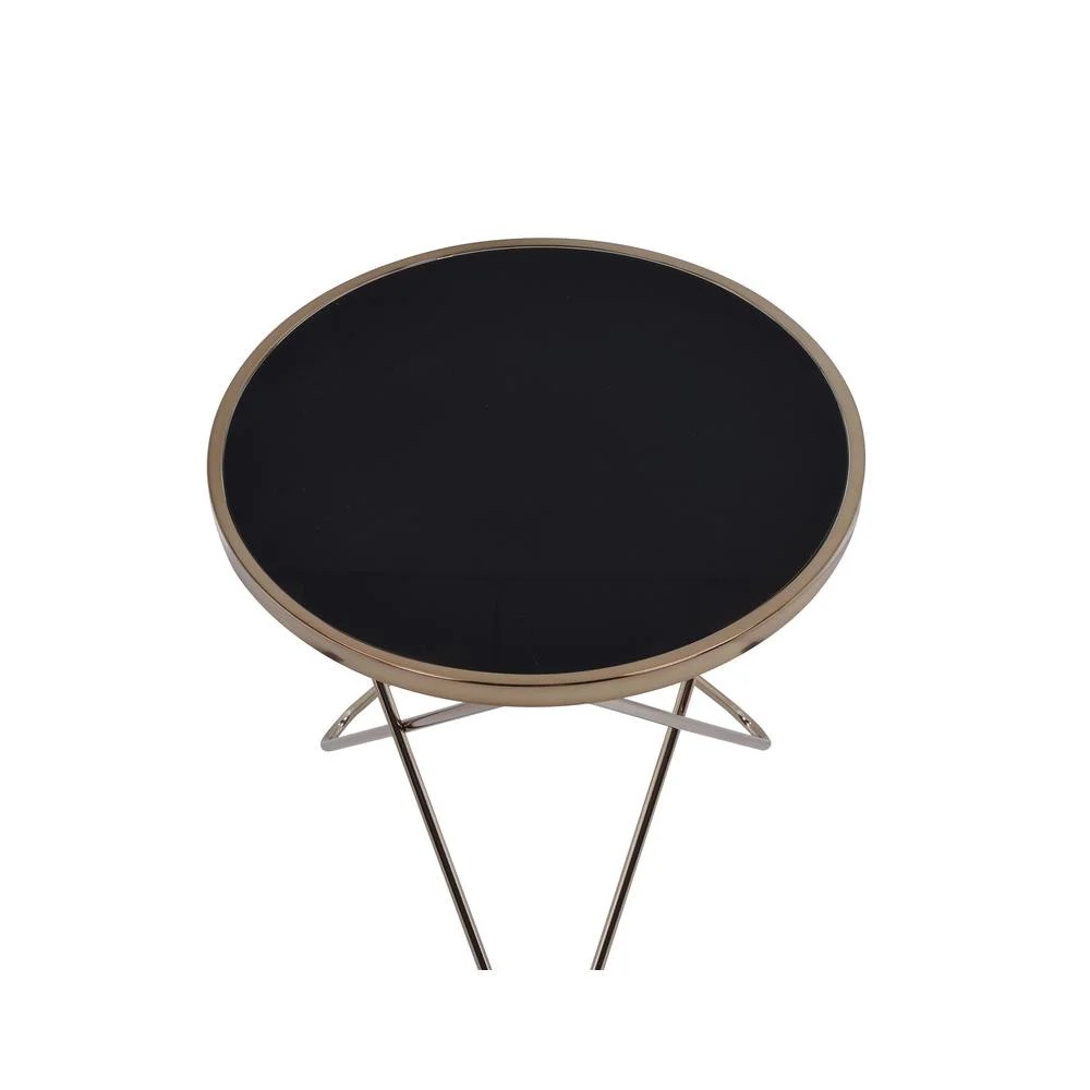ACME Valora End Table in Black Glass and Champagne - Image 2