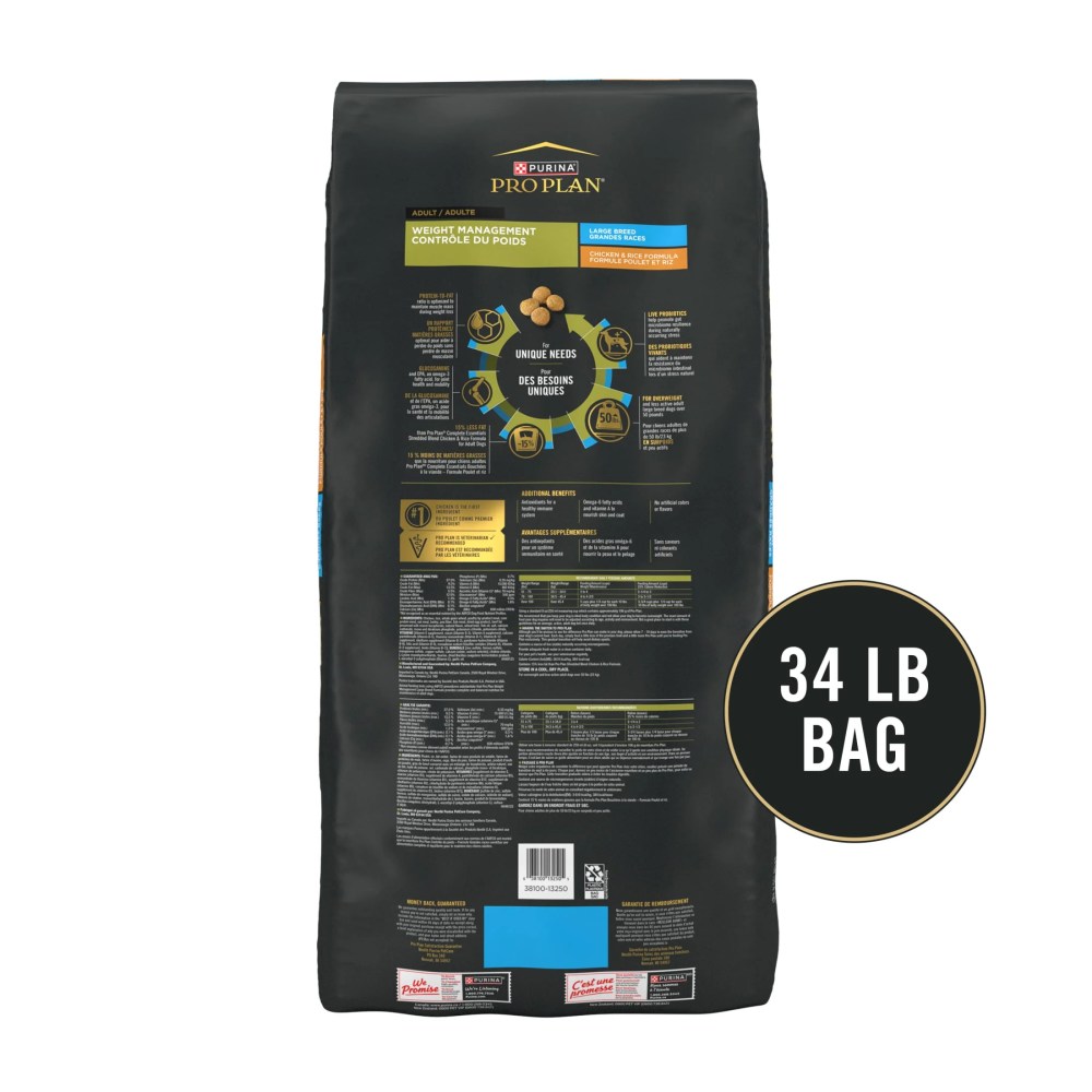 Purina Pro Plan Large Breed Weight Management Dog Food Dry, Chicken and Rice Formula, 34 lb Bag - Image 11
