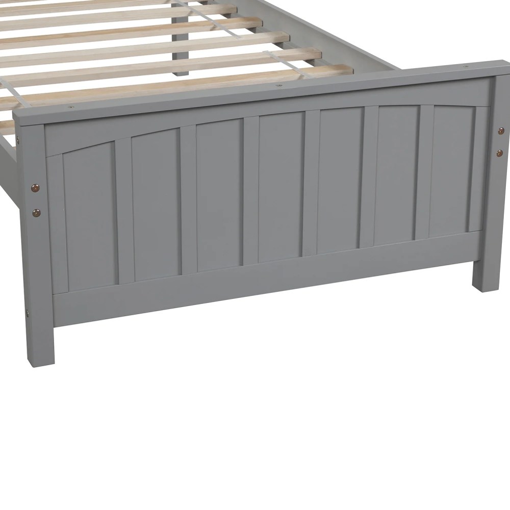 Aukfa Platform Bed, Twin Bed Frame with Headboard, Wooden - Gray - Image 2