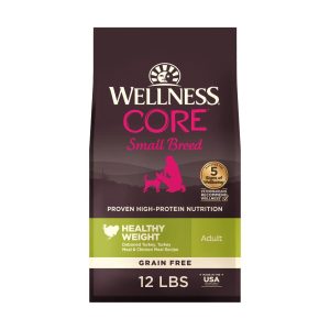 Wellness CORE Dry Dog Food,  Small Breed,  Grain Free,  High Protein,  Natural,  Healthy Weight Turkey & Chicken Recipe,  (12-Pound Bag)